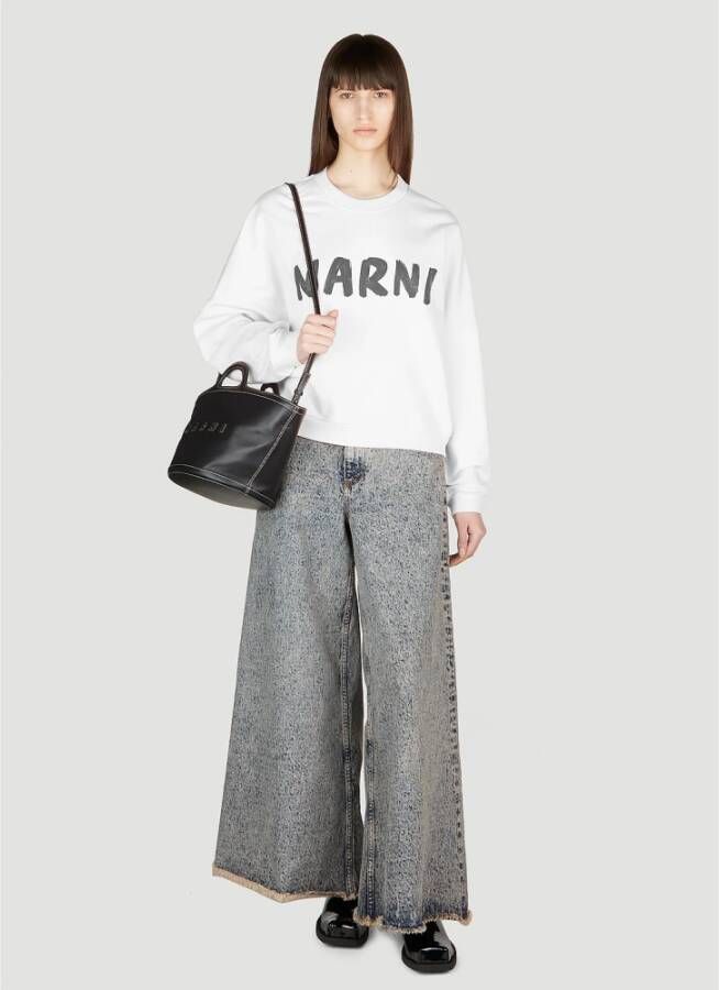 Marni Katoenen Logo Print Sweatshirt Wit Dames