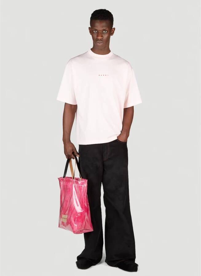 Marni Katoenen T-shirt met logo print Roze Heren