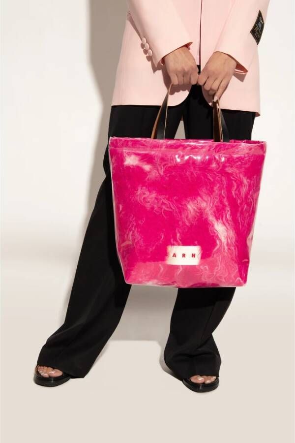 Marni Shopper tas met logo Roze Dames