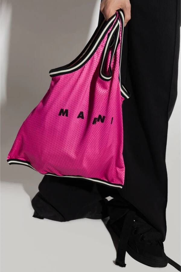 Marni Shopper tas met logo Roze Heren