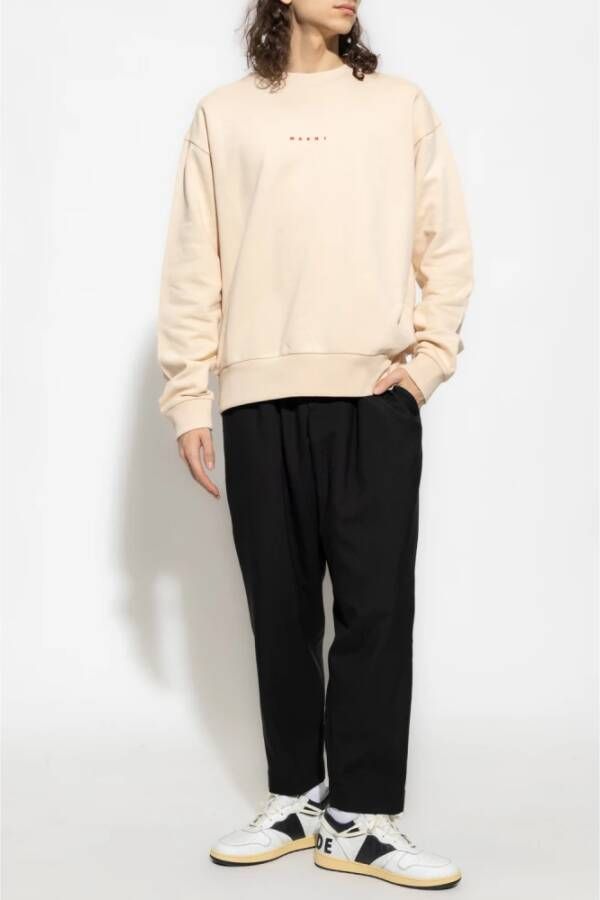 Marni Sweatshirt met logo Beige Heren