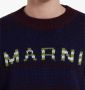 Marni Navy Logo Ronde Hals Sweater Blauw Heren - Thumbnail 2