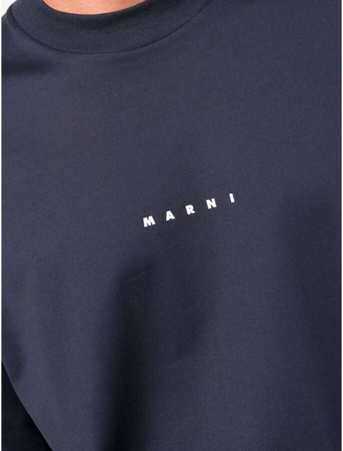 Marni Logo Blublack Heren T-Shirt Blauw Heren