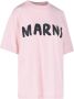 Marni Dames Roze Organisch Katoenen T-Shirt met Zwart Logo Pink Dames - Thumbnail 6