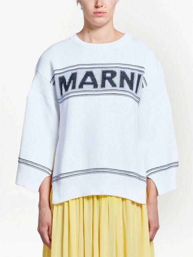 Marni Relaxed Fit Kimono Mouw T-Shirt Wit Dames