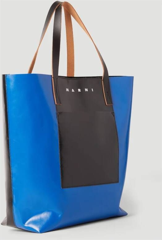 Marni Tote tas met logo print Blauw Heren