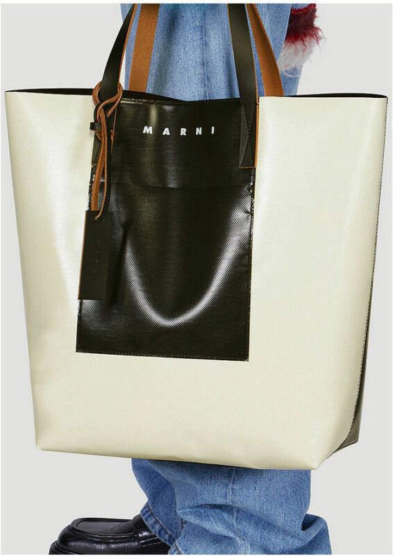 Marni Tribeca North South Shopping Tote Bag Wit Heren