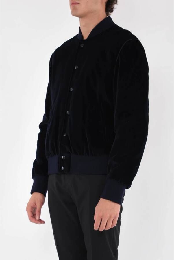 Mauro Grifoni Fluwelen Varsity Jas Blue Heren