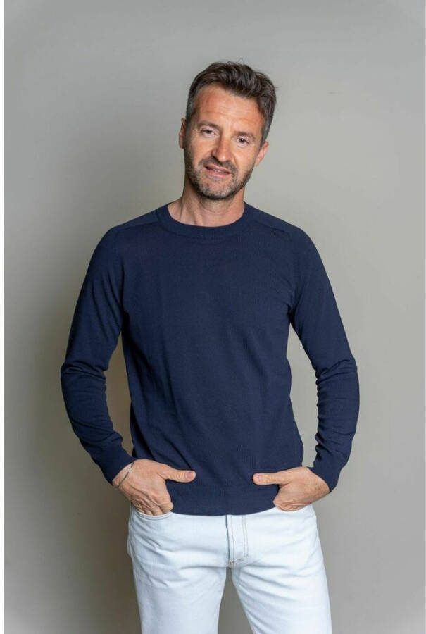 Mauro Grifoni Ronde hals gekweek Blauw Heren