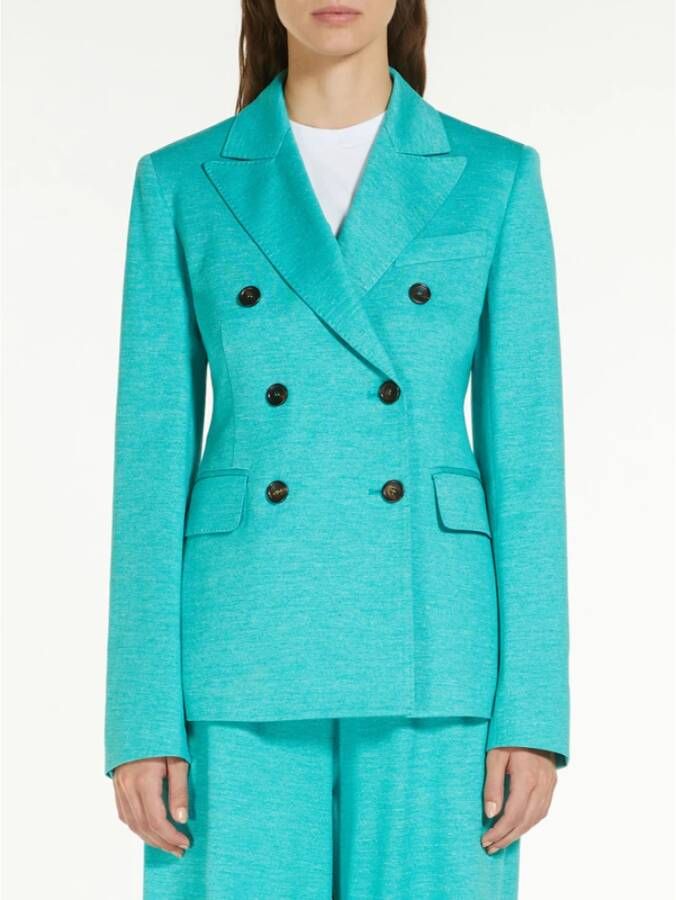 Max Mara Gebreid jasje met katoen en linnen Blauw Dames