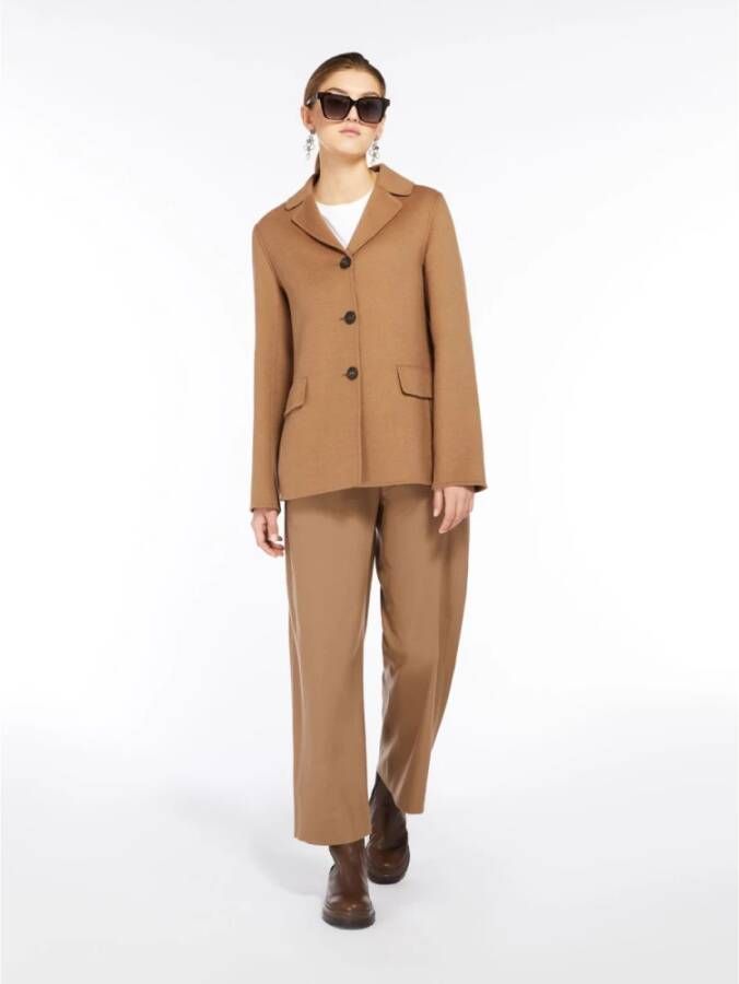 Max Mara Floria Wollen Flanel Broek Bruin Dames