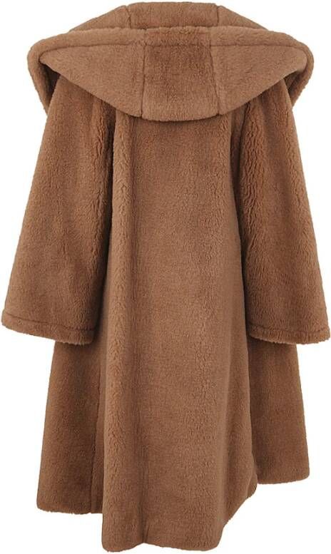 Max Mara Kameel Teddy Jas met Capuchon Brown Dames