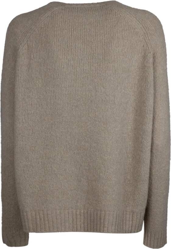 Max Mara Kameel Sweaters met Ronde Hals en Geribbelde Zoom Bruin Dames