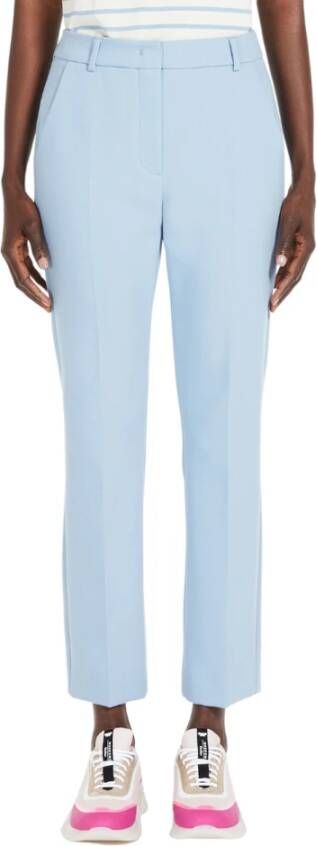 Max Mara Leren Broek Klassieke Stijl Blauw Dames