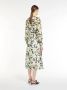 Max Mara Bloemenprint Zijden Chiffon Midi Jurk Groen Dames - Thumbnail 2