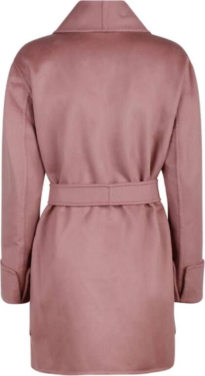 Max Mara Roze Wol en Kasjmier Midi Jas Roze Dames
