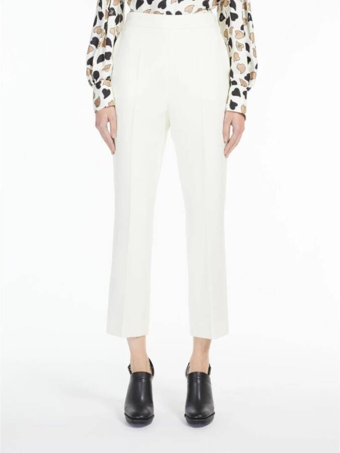 Max Mara Slim-Fit Wool Crêpe Broek Beige Dames
