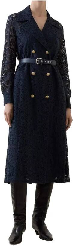 Max Mara Studio Belted Coats Blauw Dames
