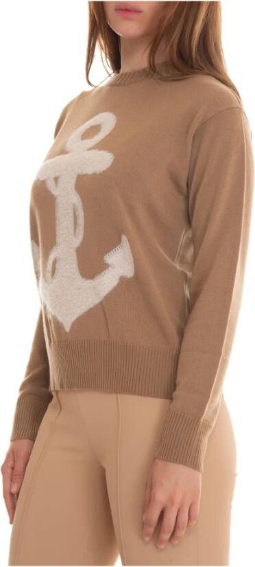 Max Mara Studio Benares Round-necked pullover Beige Dames