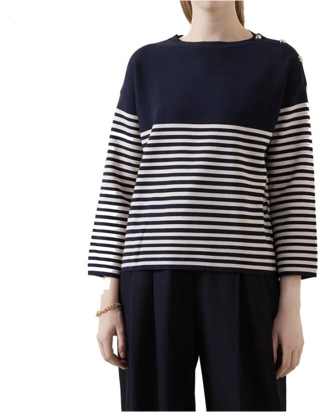 Max Mara Studio Otranto Gestreepte Trui Blue Dames