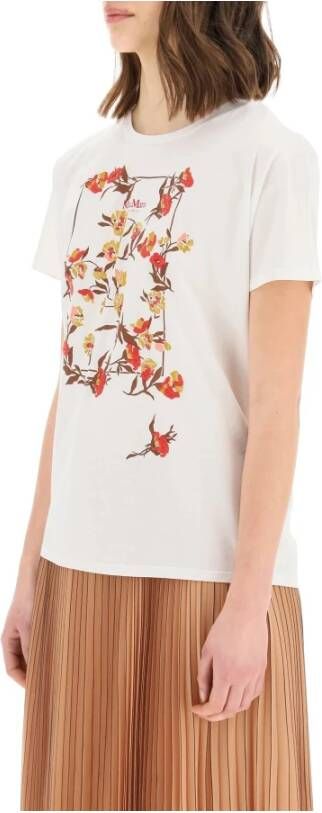 Max Mara Bloemenprint Crew Neck T-Shirt Wit Dames