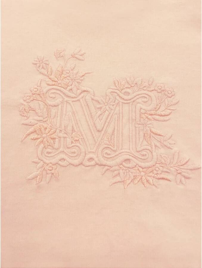 Max Mara Tijdloos vrouwelijk T-shirt met monogram en bloemenborduursel Roze Dames