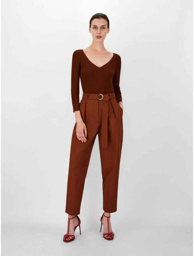 Max Mara Katoenen Gabardine Wortelbroek Bruin Dames