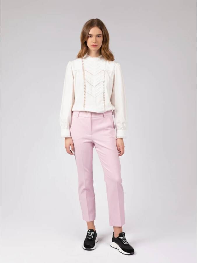 Max Mara Weekend Klassieke elastische viscose chino`s Roze Dames