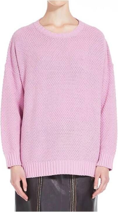 Max Mara Weekend Risotto Steek Katoenmix Trui Roze Dames