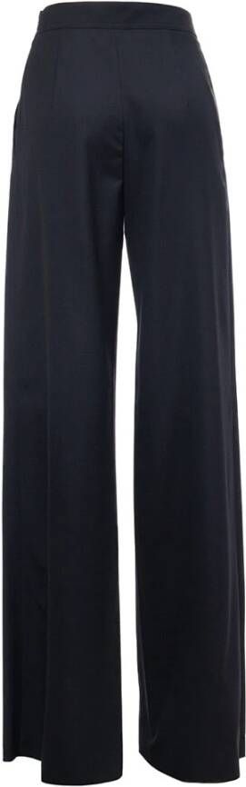 Max Mara Weekend Wijde Broek met Hoge Taille van Wolmix Blauw Dames