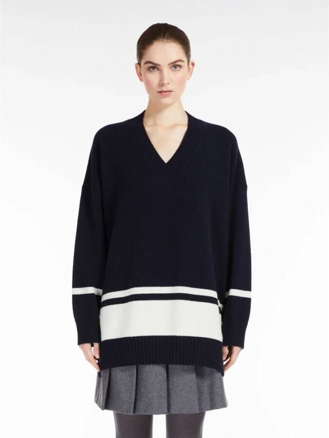 Max Mara Weekend Wollen Garen Trui Blue Dames