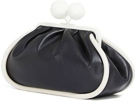 Max Mara Weekend Zwarte zachte leren weekendtas met contrastprofielen en leren schouderband Zwart Dames