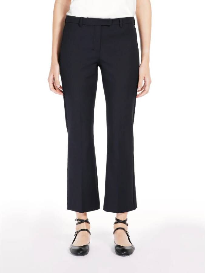 Max Mara Zwarte Flared Broek van Katoenmix Zwart Dames
