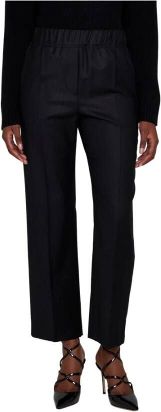 Max Mara Zwarte wollen broek met elastische taille Zwart Dames