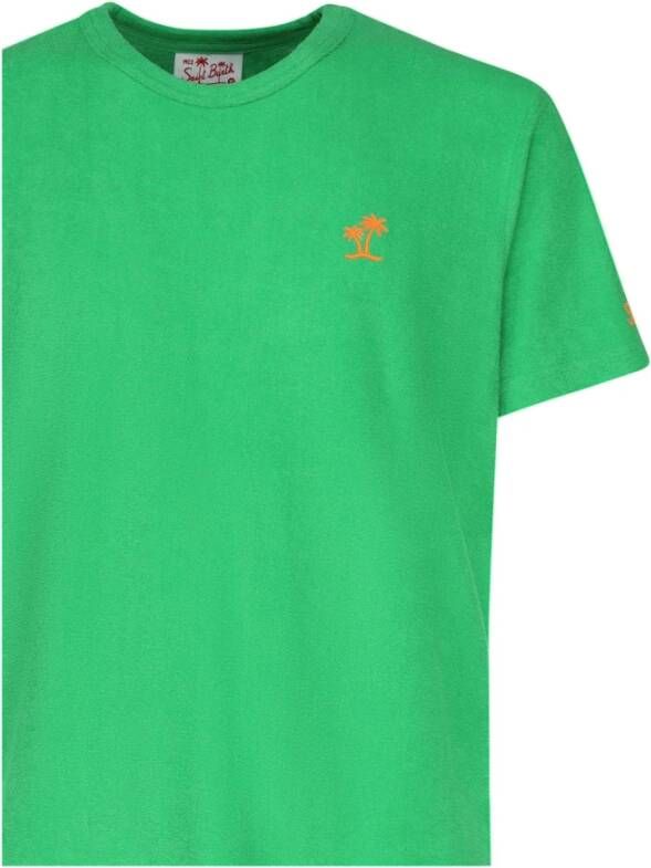 MC2 Saint Barth Groene Katoenmix T-shirt met Borduursel Green Heren