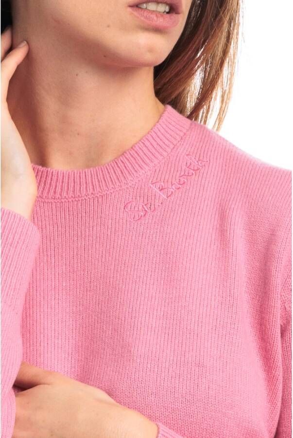 MC2 Saint Barth Wollen Crewneck Sweater met Logo Schrijven Pink Dames - Foto 5