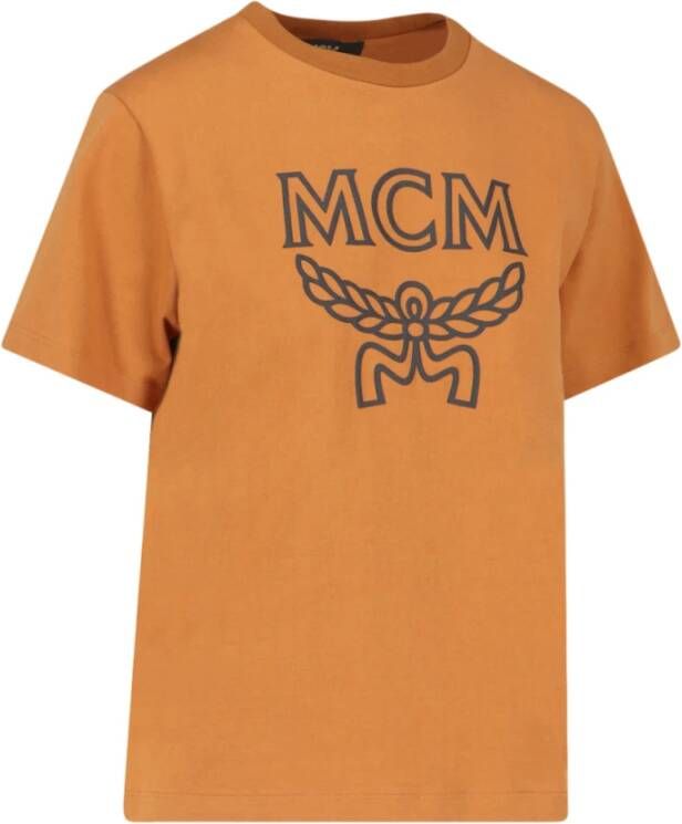 MCM Bruine Logo Print T-shirt voor Heren Bruin Heren