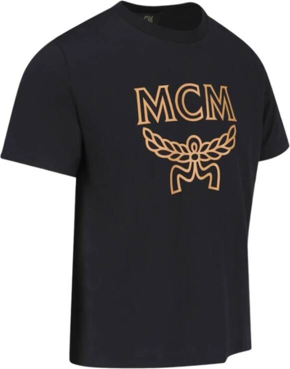 MCM Zwarte Logo T-Shirt voor Heren Zwart Heren