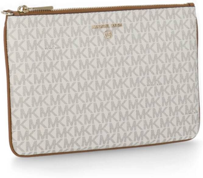 Michael Kors Canvas Pochette met Afneembaar Handvat en Kaarthouders Wit Dames