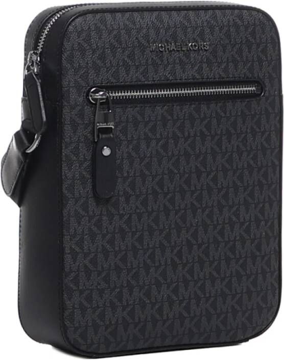 Michael Kors Zwarte Canvas Logo Print Schoudertas Zwart Heren