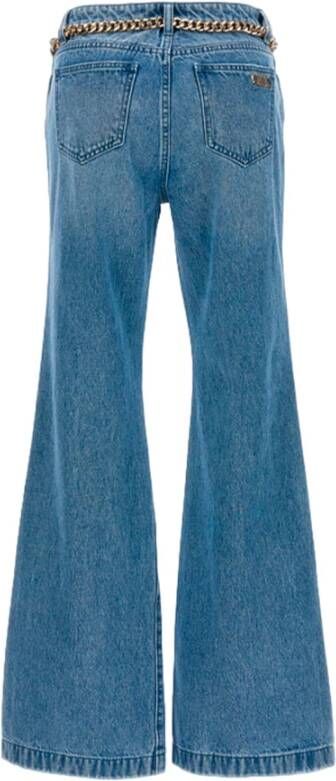 Michael Kors Flare Chain Belt High-Waisted Jeans Blue Dames