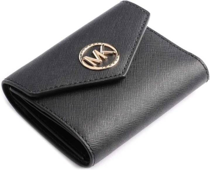 Michael Kors Leren portemonnee met drukknoop Zwart Dames
