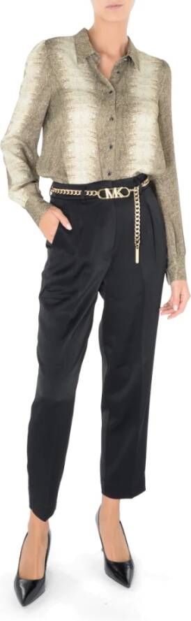 Michael Kors Zwarte broek met hoge taille en riem Black Dames