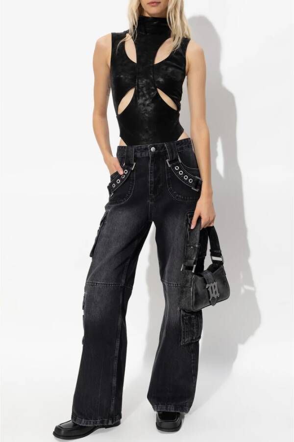 Misbhv Binnenin een donkere Echo collectie cargo jeans Zwart Dames