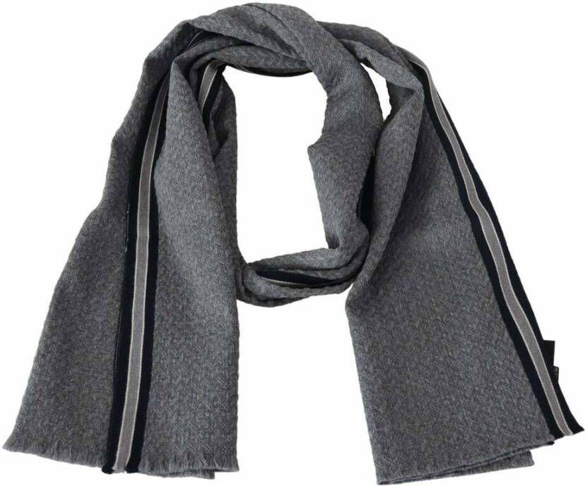 Missoni Gray Stripes Pattern 100% Wool Uni Neck Wrap Scarf One Grijs Heren