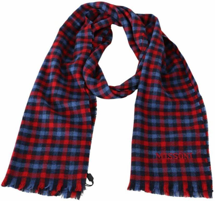 Missoni Multicolor Check Wool Uni Neck Wrap Scarf One Size Rood Unisex