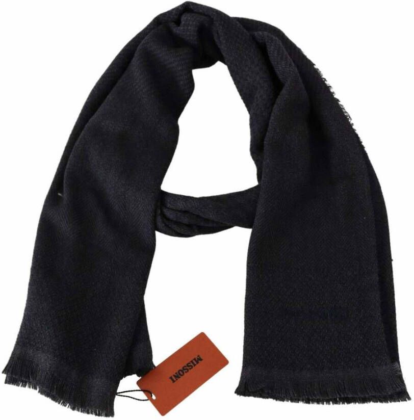 Missoni Black 100% Wool Knit Uni Scarf One Size Zwart Dames