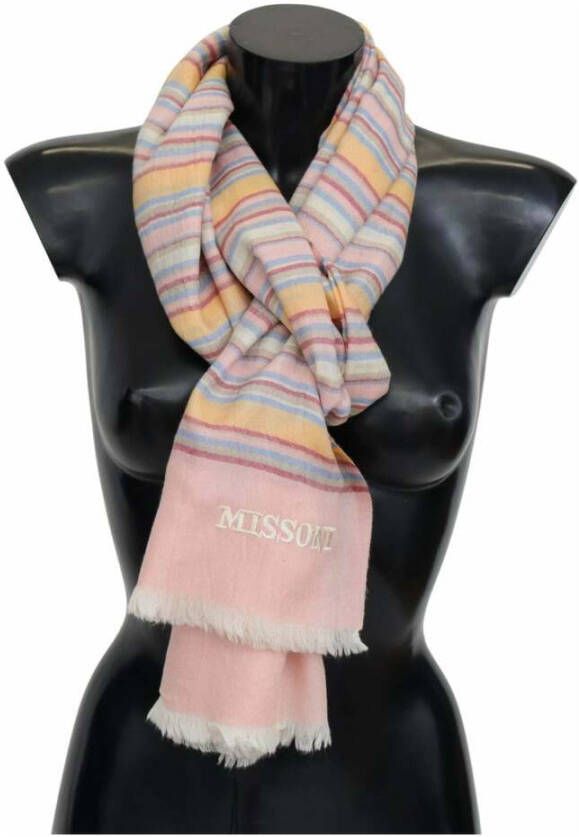 Missoni Multicolor Cashmere Uni Neck Wrap Scarf Roze Dames