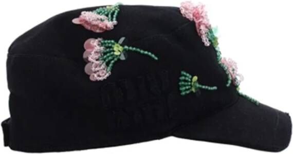 Miu Katoenen hoed met pailletten Zwart Dames