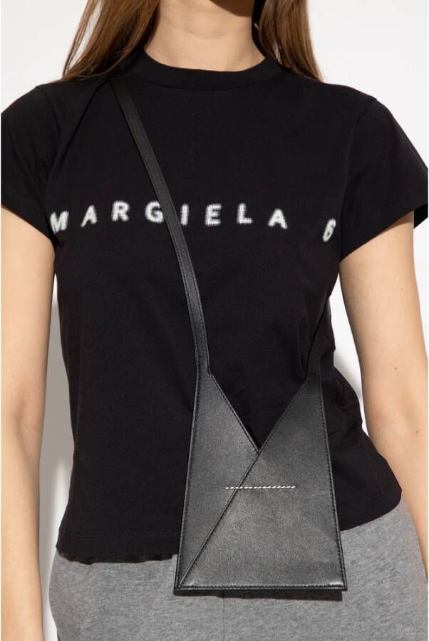 MM6 Maison Margiela Japanse 6 Zwarte Leren Portemonnee Pashouder Zwart Dames
